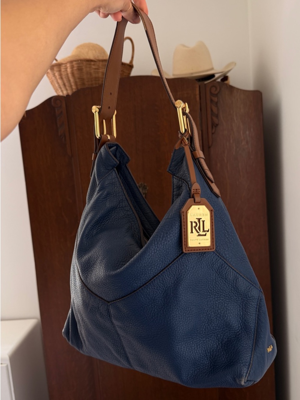 vintage ralph lauren blue purse